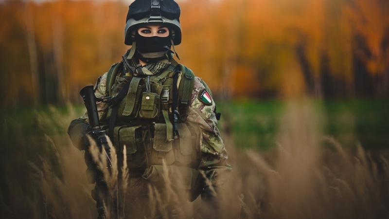 gun, unrecognizable person, security, officer, adult, weapon, nature, safety, 1080P, special forces, clothing, standing, one person, plant, women, outdoors