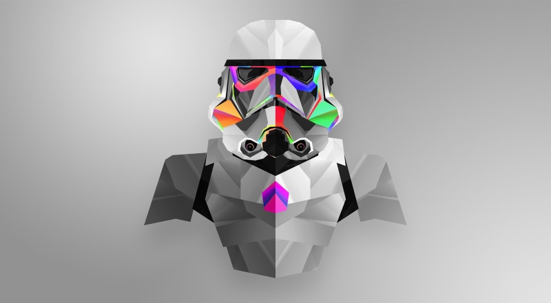art and craft, science, digital composite, three dimensional, 2K, illustration, studio shot, darth, Star Wars, well-dressed, copy space, one person, polygons