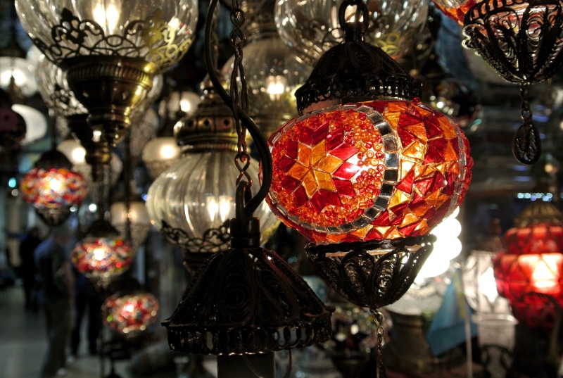 for sale, traditional, decoration, antique, retail display, focus on foreground, hanging, turkish, ottoman, turkey, 2K, business, bazaar, store, creativity