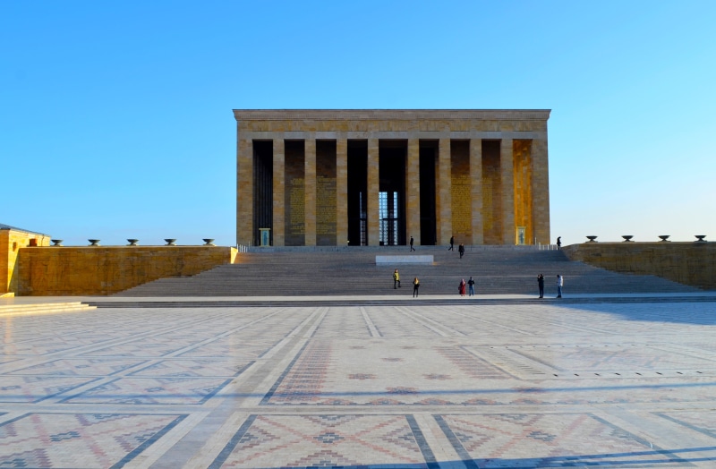 respect, sunlight, architectural column, clear sky, blue, no people, history, outdoors, day, memorial, nature, ankara, city, tourism, mausoleum, travel destinations
