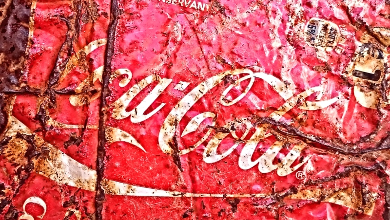 day, full frame, written, cola, textured, weathered, art and craft, high angle view, coca cola logo, messy, western script, coca, red, outdoors, coca cola