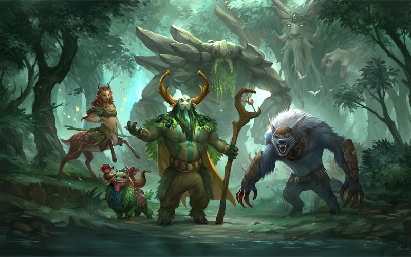 Ursa  Dota 2  Tiny  Natures Prophet  Treant Protector  Enchantress  fantasy art, 720P