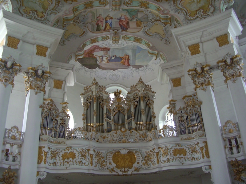 art, church, built structure, spirituality, construction art, ornate, rococo, belief, bavaria, mural, architectural column, religion, low angle view, altar