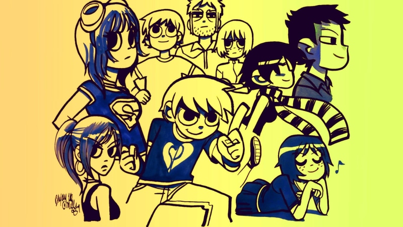 two people, representation, nature, male likeness, women, character, art and craft, Scott Pilgrim vs. the World, creativity, human representation, human skeleton