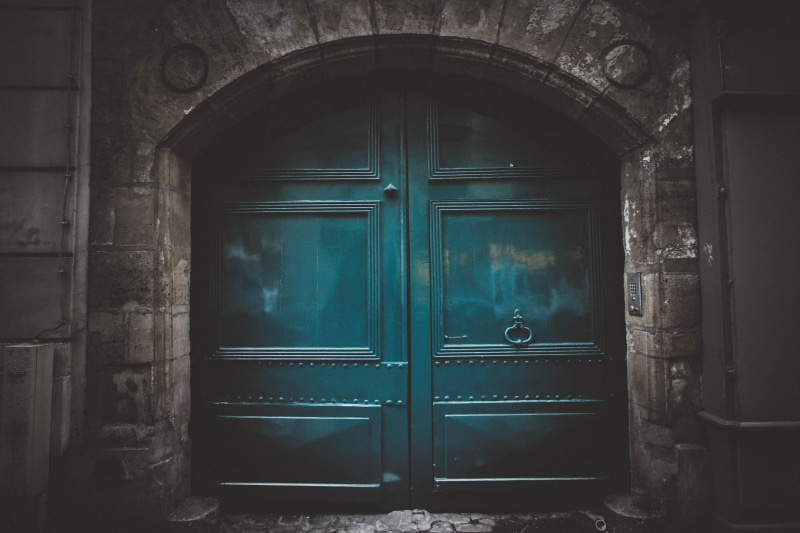 blue metal, colored, closed, built structure, building exterior, building, front door, s, no People, house, lock, wooden, security, gate, doorway, old-fashioned