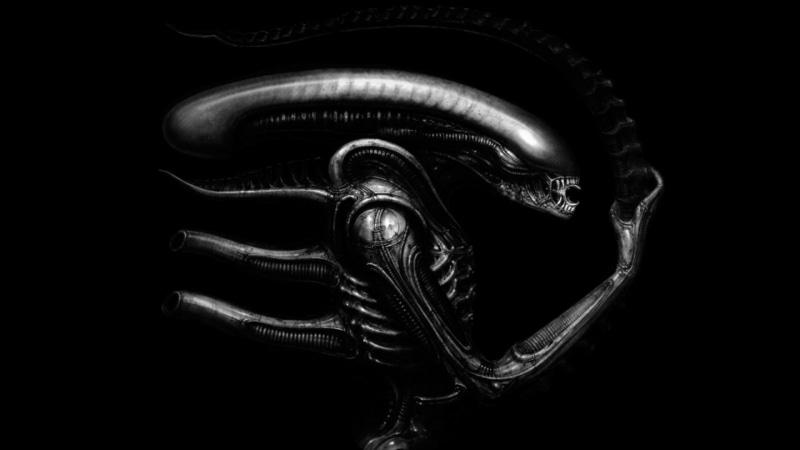 door, artistic, Aliens, studio shot, Giger, h, Evil, horror, fantasy, single object, metal, side view, cut out, alien, leather, entrance, silver colored