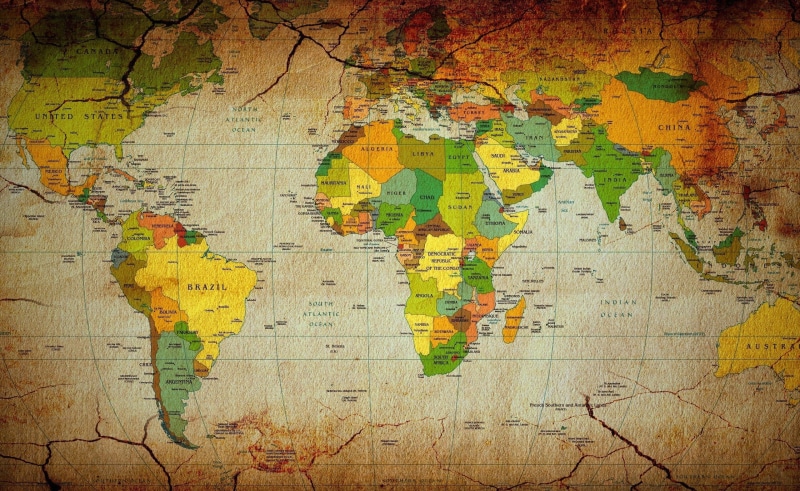 Travel, weathered, map, abstract, textured, Political, world, paint, grunge, dirty, old, retro styled, world map, pattern, indoors, antique, Maps, textured effect
