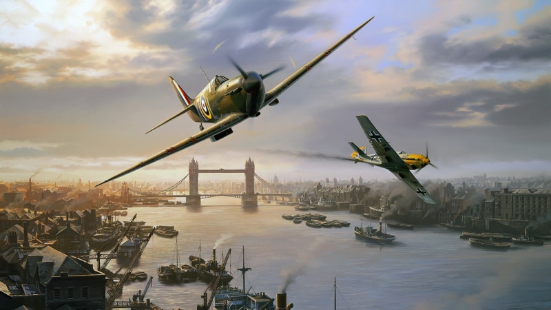 London Pride, BF-109, British fighter, 1080P, Supermarine Spitfire, Nicolas Trudgian, spitfire skirmish