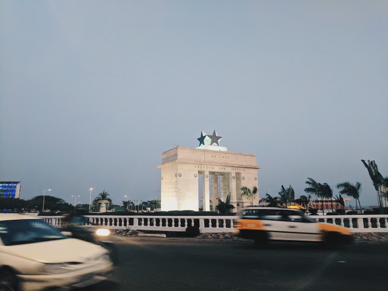 travel destinations, motor vehicle, 4K, memorial, architectural column, built structure, no people, nature, mode of transportation, ghana, outdoors, statue