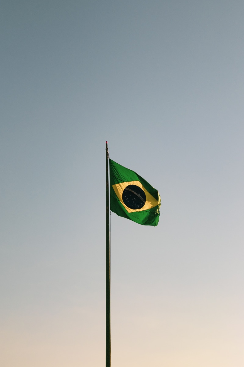 brazil, national icon, green color, independence, pole, brasil, no people, wind, signalise, copy space, patriotism, flagpole, sky, 5K, day, pride, flag