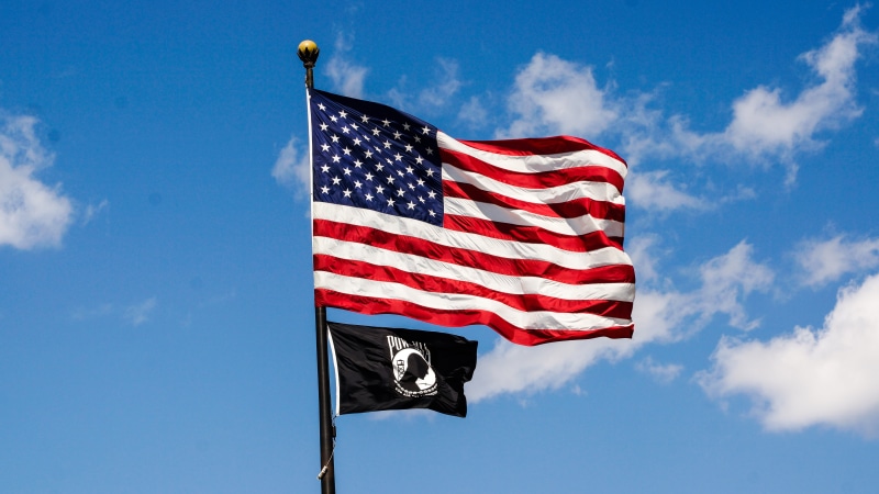 wind, black, america, sky, symbol, prisoners of war, head, blue, us flag, american flag, no people, pow, patriot, emotion, pride, usa, colours, low angle view