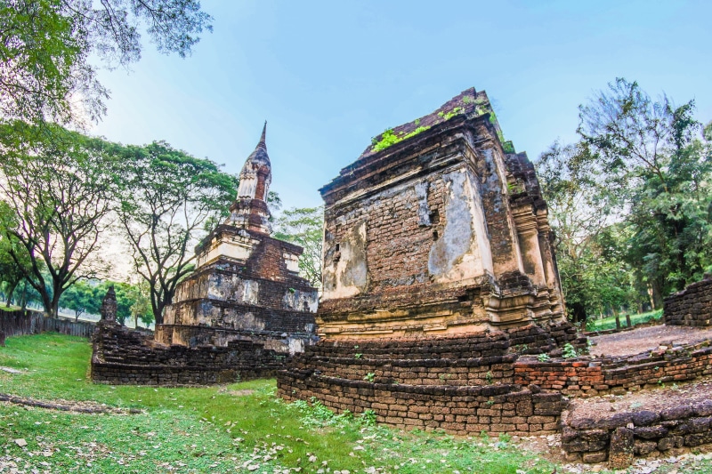 belief, park, religion, stone, wat, Heritage, pagoda, architecture, brown, religious, thailand, historical, vacation, tree, sky, asia, nature, spirituality