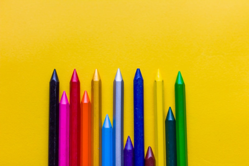 color, colored pencil, vibrant color, group of objects, bright, yellow, pencil, 5K, crayon, indoors, composition, art, motley, assorted, colorful, crayons