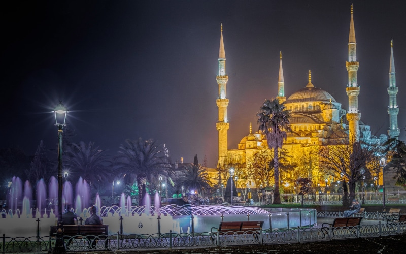 wallpapers, spire, mosque, 4K, place of worship, sky, travel destinations, architecture, city, phones, no people, belief, dome, istanbul, night, laptop