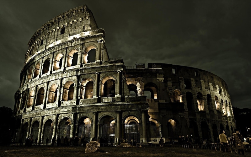 ancient, Rome, architecture, old ruin, landmark, archaeology, amphitheater, night, arts culture and entertainment, ruined, building exterior, tourism, arch