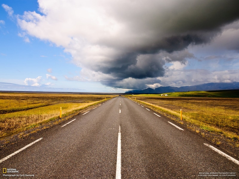 road, white, no people, sign, nature, travel, water, 720P, straight, marking, outdoors, body, cloud - sky, brown, the way forward, transportation, direction