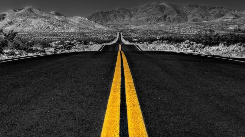 scenics - nature, mountain range, concrete, road marking, road, 1080P, nature, marking, diminishing perspective, the way forward, straight