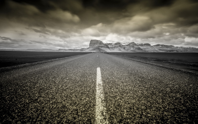 land, environment, diminishing perspective, mountain, sky, beauty in nature, scenics - nature, road marking, tranquility, dividing line, nature, vanishing point