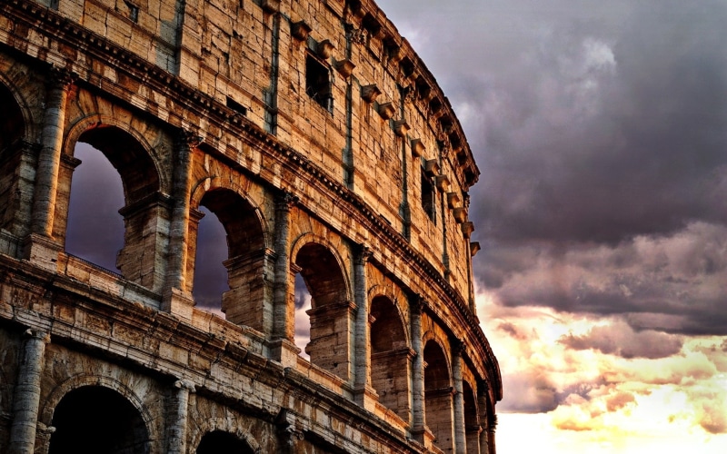 Rome, Dusk, Clouds, Italy, Colosseum, 1080P, brown