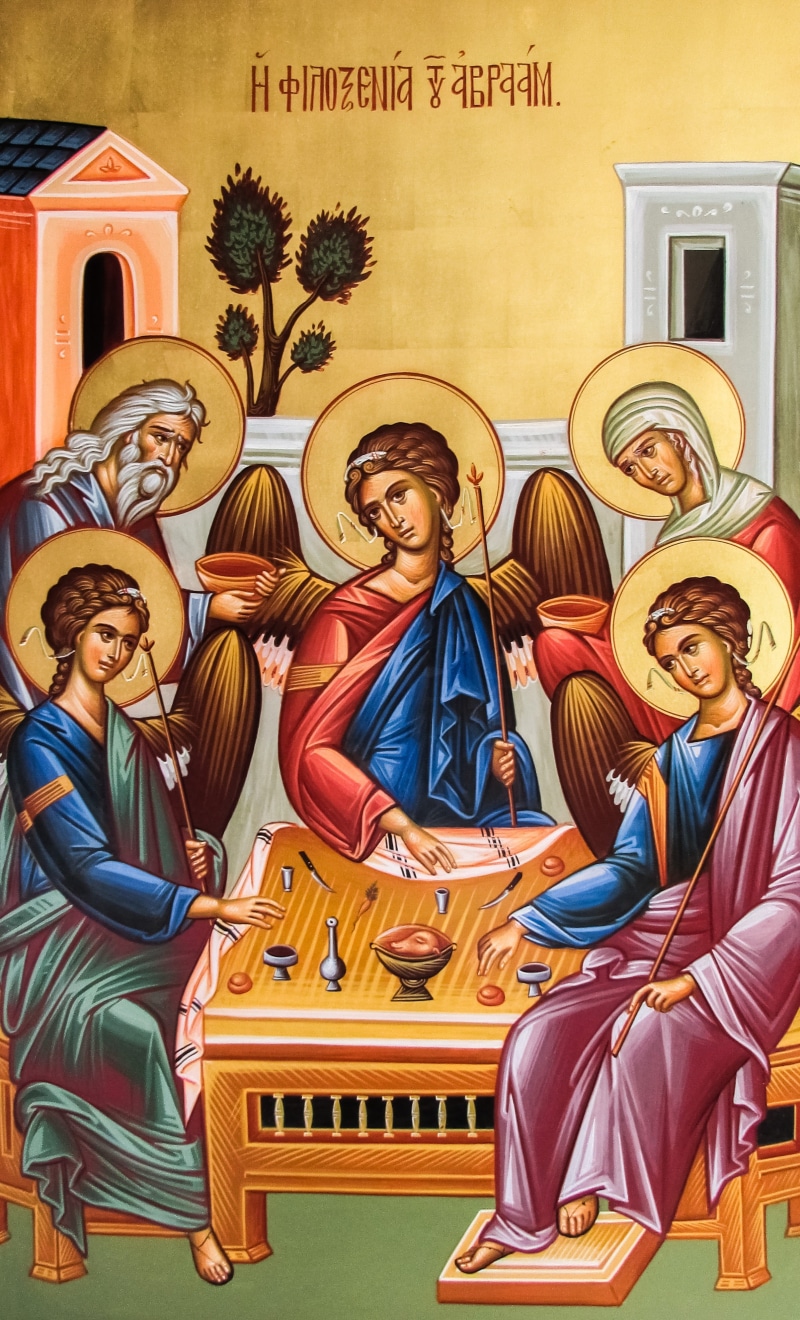 creativity, church, women, religion, christianity, group of people, architecture, ayia triada, multi colored, belief, paralimni, painting, abrahams philoxenia
