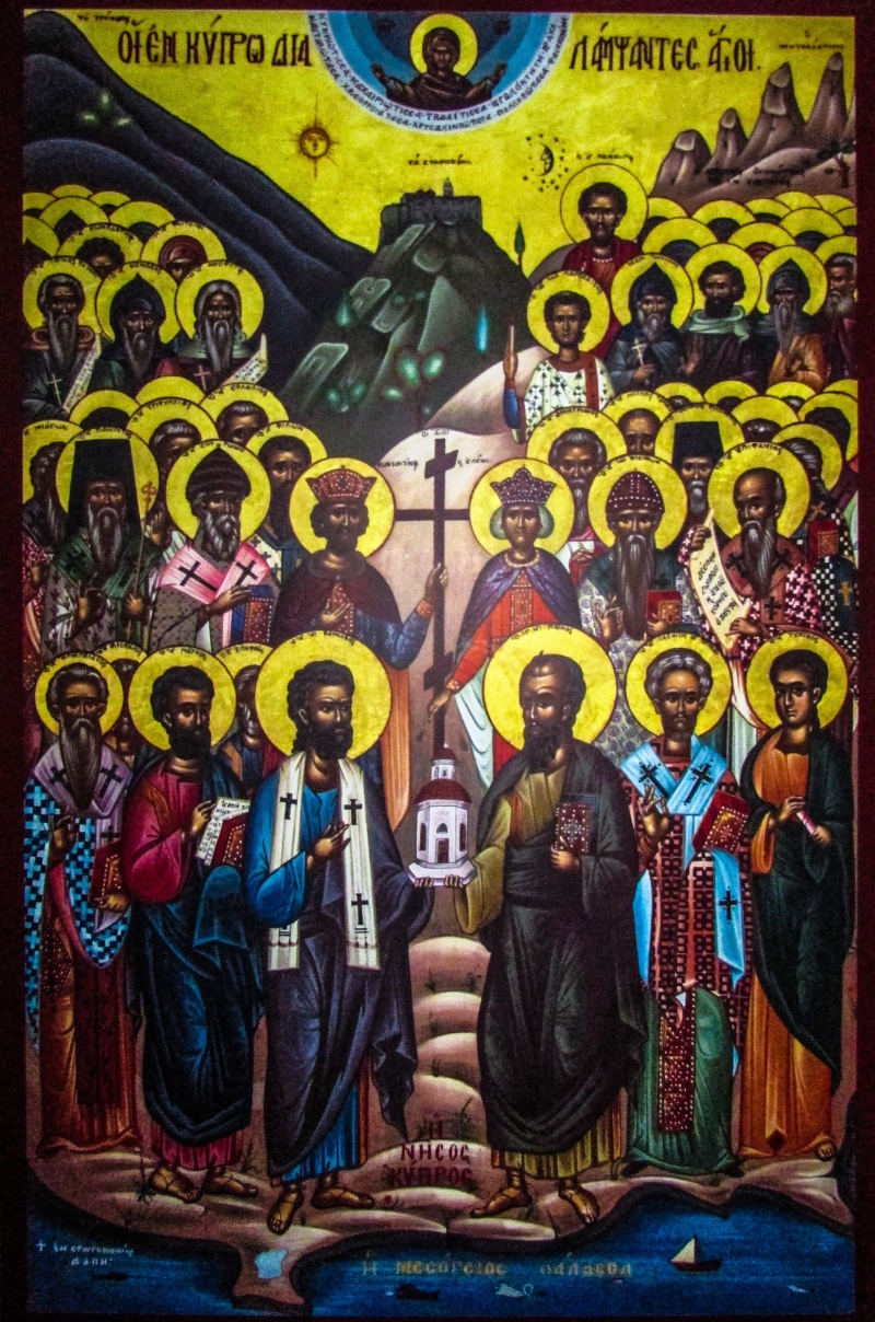 spirituality, church, religion, retail display, choice, belief, byzantine, human representation, orthodox, saints of cyprus, monastery, no people, creativity