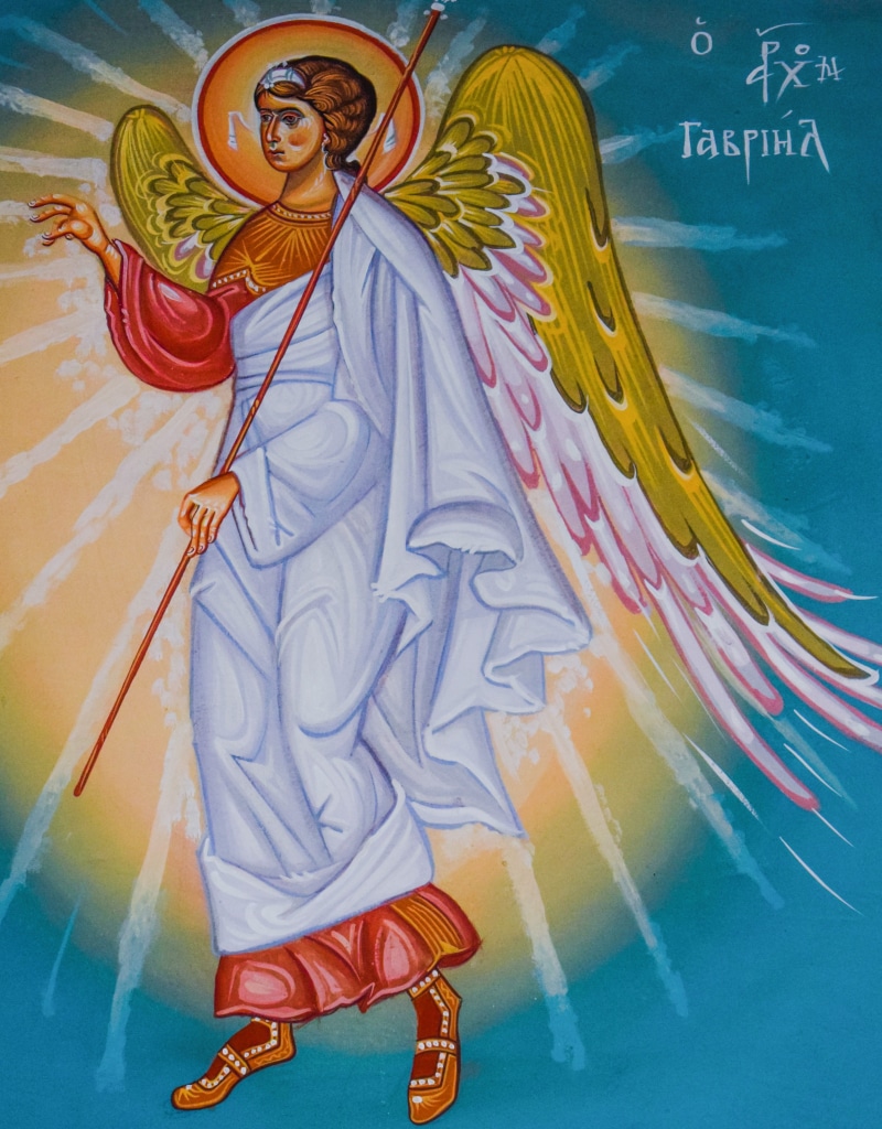 representation, art and craft, wall, day, clothing, male likeness, multi colored, angel, full length, digital composite, orthodox, archangel, painted, iconography