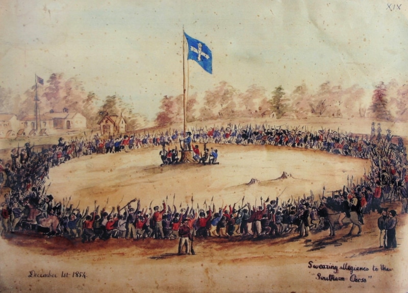 large group of people, architecture, competition, men, text, painting, sport, cross, wall - building feature, women, victoria, Swearing Allegiance, allegiance