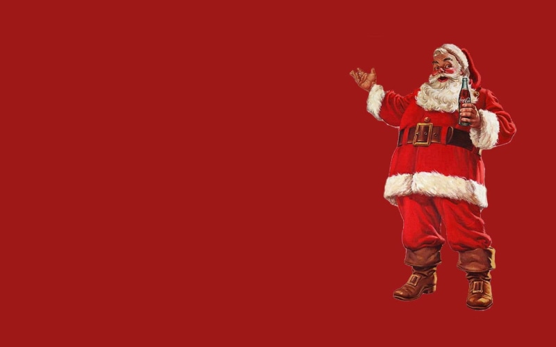 poster, full length, human arm, Products, santa, clothing, holiday, human limb, copy space, claus, Coca Cola, costume, studio shot, colored background