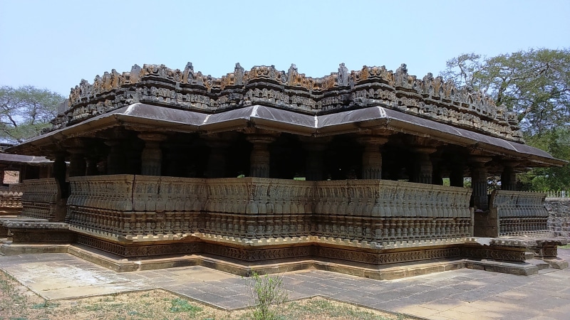 building exterior, indian, clear sky, sky, india, the past, city, religion, travel, karnataka, tourism, built structure, site, ancient civilization, Temple