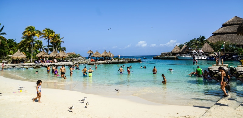 lagoon, sea, travel Destinations, vacations, people, mexico, water, land, sky, holiday, sand, tree, coconut palm tree, island, tourism, group, swimming