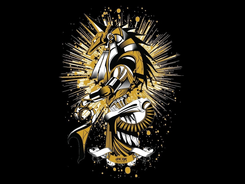 arts culture and entertainment, close-up, creativity, night, pattern, representation, indoors, Anubis, copy space, Fantasy, 720P, illuminated, black background