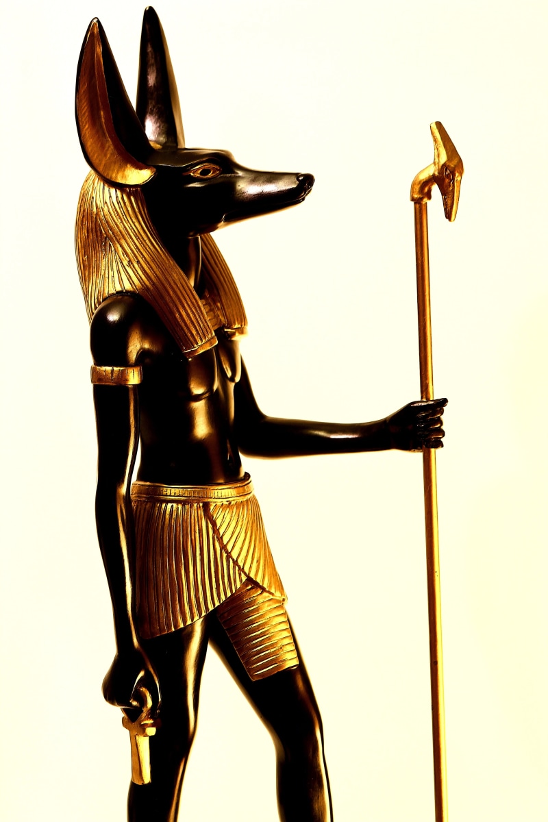 the past, representation, white background, close-up, indoors, history, egypt, creativity, no people, ornate, craft, studio shot, metal, anubis, human representation