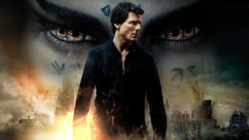 fantasy, looking at camera, looking, mystery, multiple exposure, women, one person, adult, Tom Cruise, Movie, front view, sadness, emotion, sky, digital composite