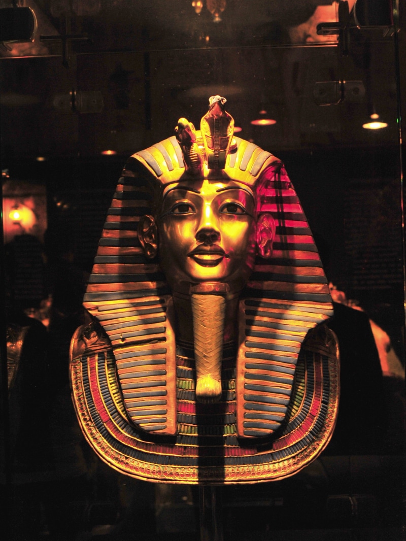 indoors, art and craft, male likeness, belief, human representation, funeral, Egypt, focus on foreground, performance, egyptian, mask, Pharaoh, representation