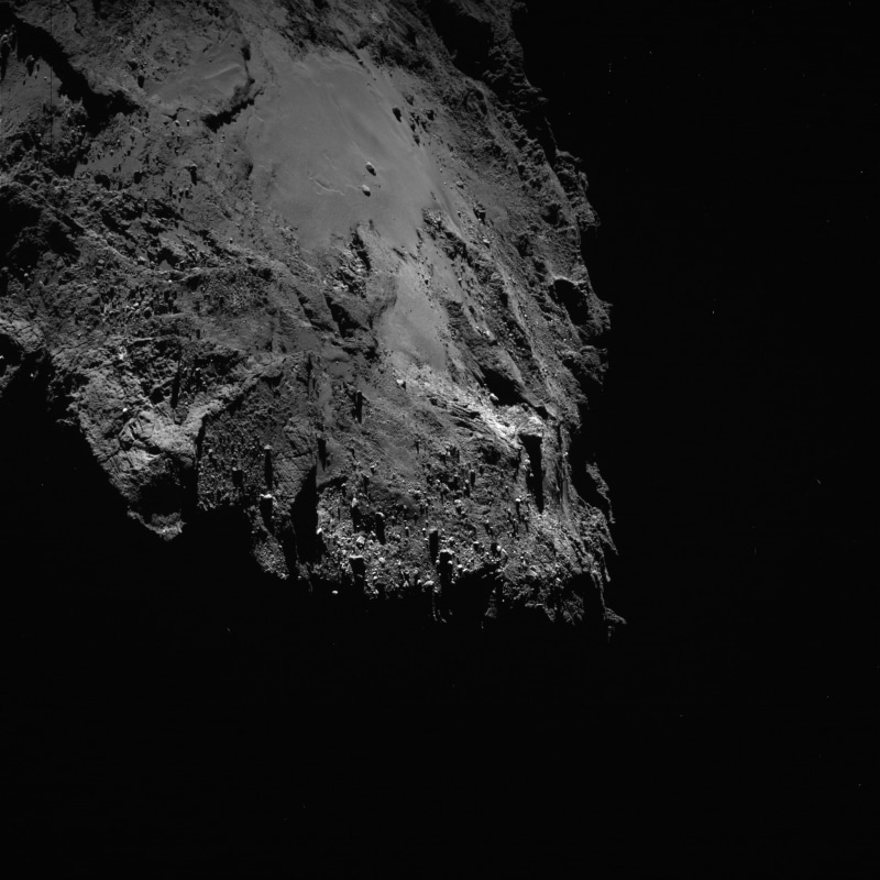 dark, outdoors, textured, copy space, ROSETTA, monochrome, 1080P, space, glowing, environment, water, solid, high angle view, plant, rock - object, rock