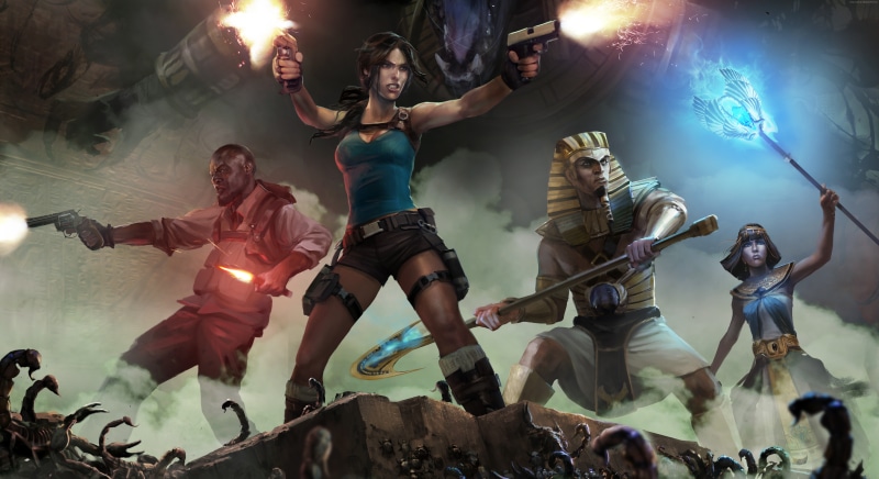 PC, Egypt, Kartel Bell, Tomb Raider, screenshot, weapon, 5k, 4k, 5K, scorpion, and the Temple of Osiris, 2015, game, Lara Croft