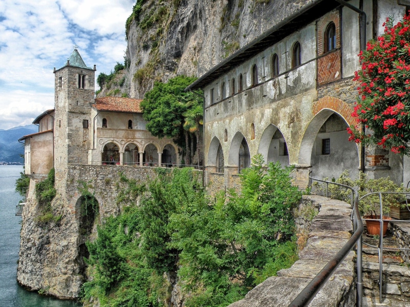 low angle view, travel destinations, window, water, near, santa caterina del sasso, village, photo, historic, nature, body, tree, montenegro, outdoors