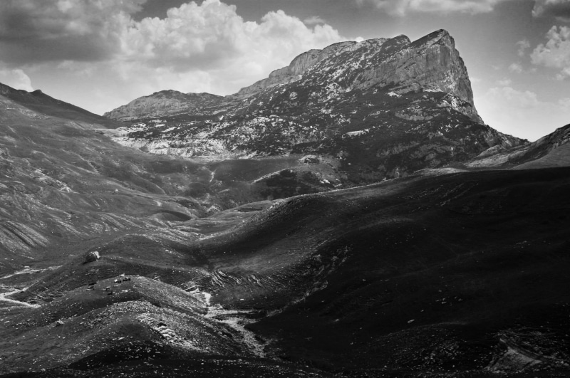 mountains, landscape, GND, outdoors, landscape photography, Durmitor National Park, Cows, black And White, Montenegro, park, Pasture, Scree, photography