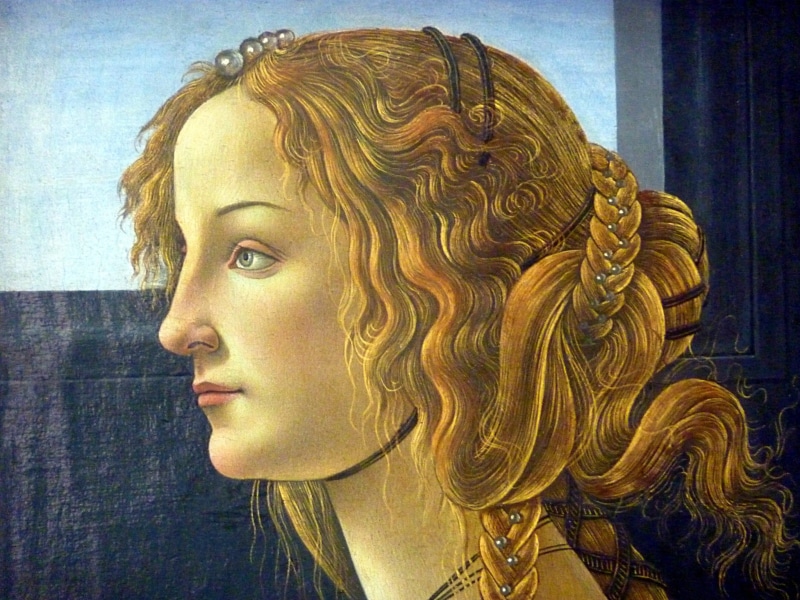 botticelli, hair, representation, indoors, 2K, headshot, looking, close-up, human head, woman, statue, human representation, body part, portrait, craft