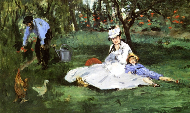 The Monet family in the Garden at Argenteuil, 1080P, picture, genre, Edouard Manet