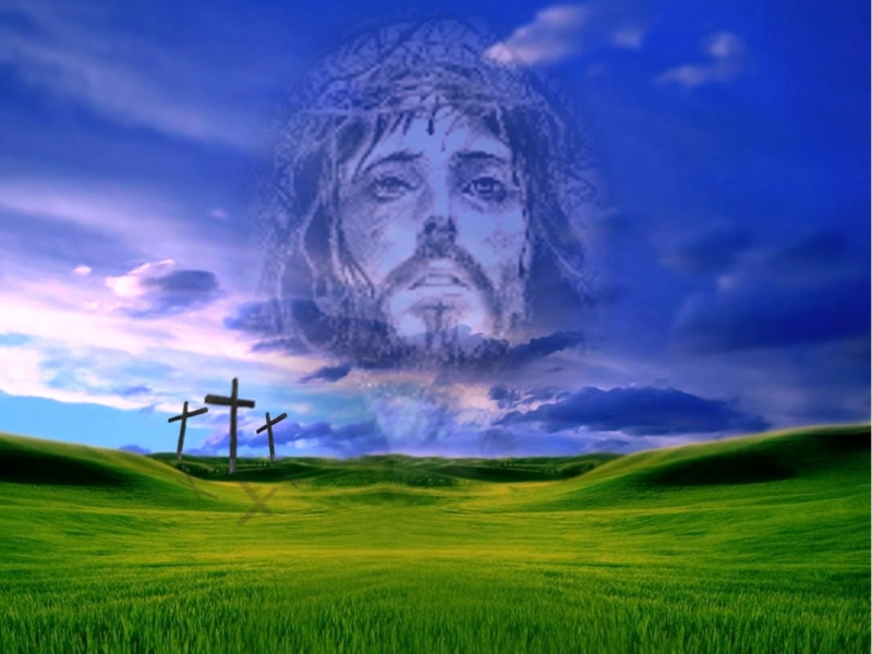 1080P, crosses, fields, 3d and abstract, jesus, clouds