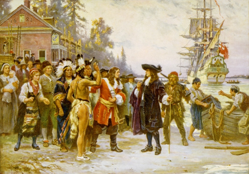 painting, pictura, 2K, people, art, The landing of William Penn, jean leon gerome ferris