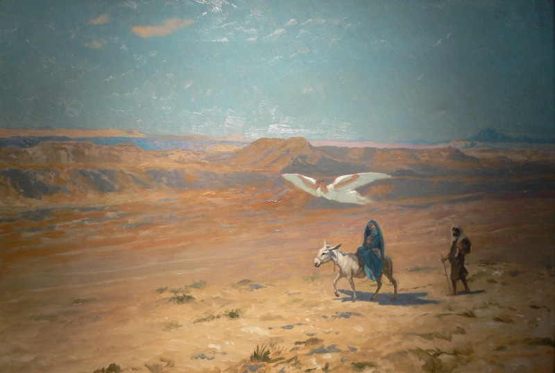 livestock, horse, vertebrate, painting, sand, horseback riding, domestic, pictura, bird, cowboy, leisure activity, The flight into Egypt, 1080P, two people