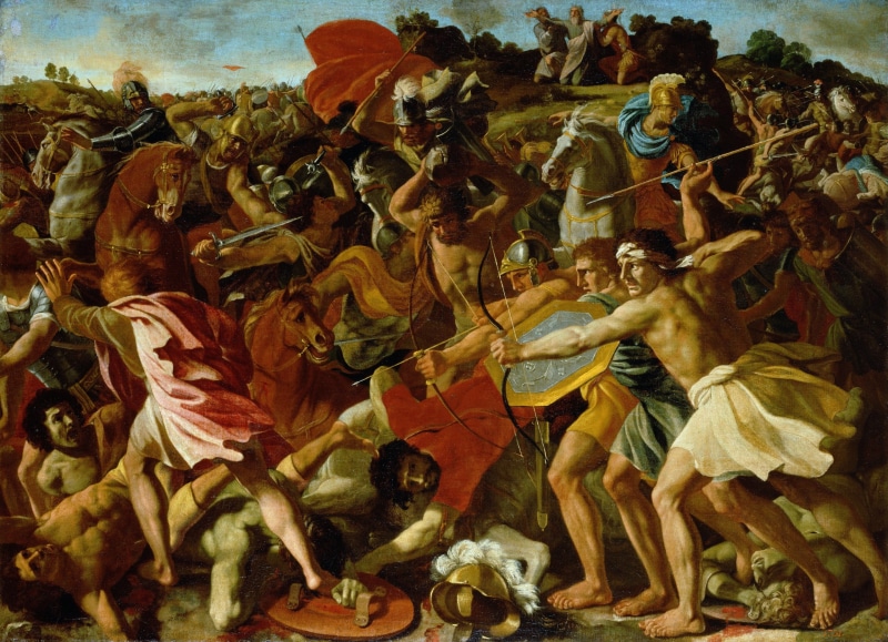 outdoors, men, arts culture and entertainment, women, Nicolas Poussin, 2K, creativity, adult, people, painting, crowd, group of people, classic art, architecture