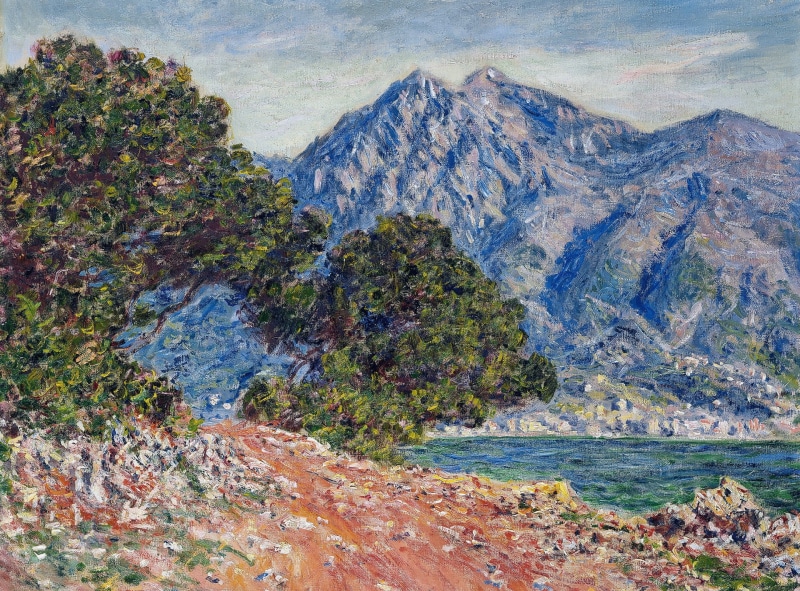 landscape, picture, sea, Cape Martin, 1080P, trees, Claude Monet, mountains