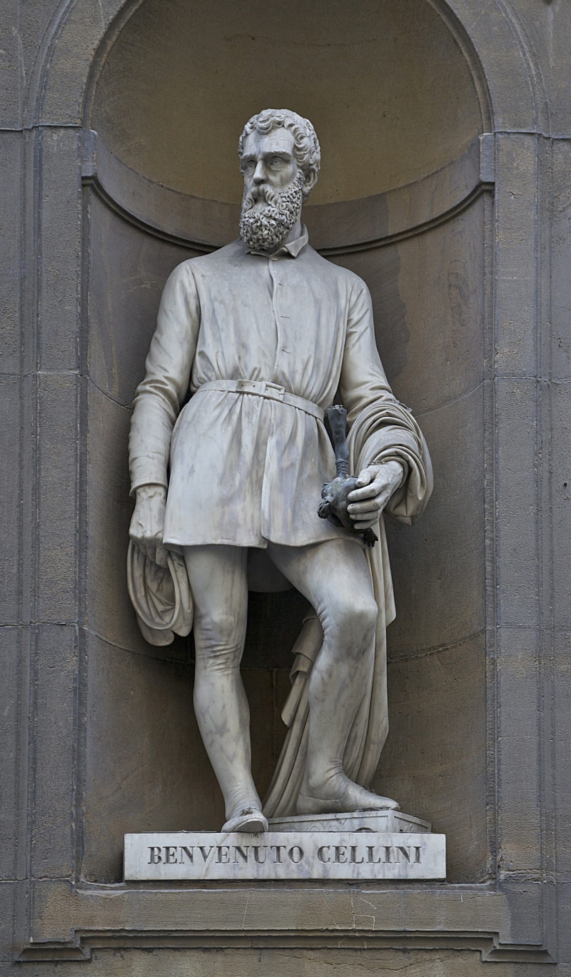 sculptor, Benvenuto Cellini, art and craft, goldsmith, architecture, representation, history, 2K, Statue, italian, memorial, wall - building feature, creativity