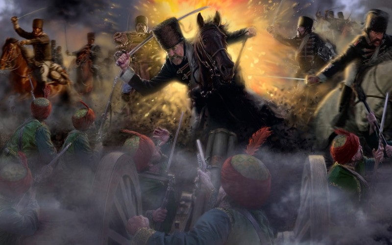 horse, group of people, soldiers, togetherness, music, war, blurred motion, arts culture and entertainment, fire - Natural Phenomenon, Cossacks, emotion
