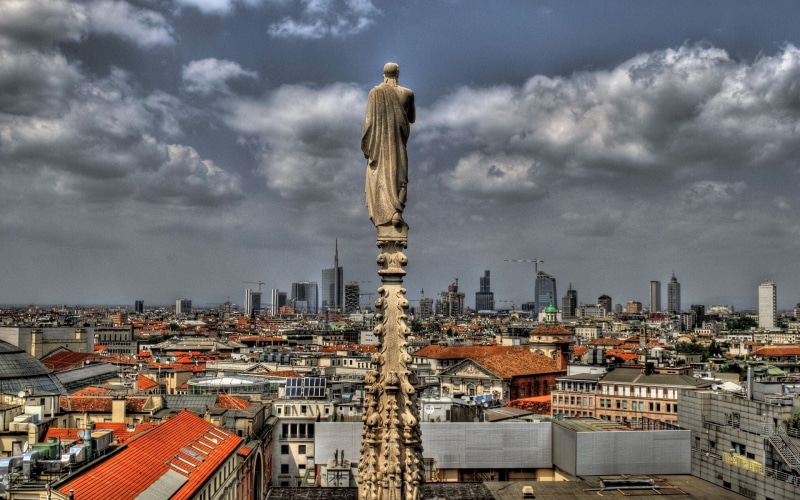 Italy, Buildings, Guardian Angel, Milan, Lombardy, panorama, 1080P
