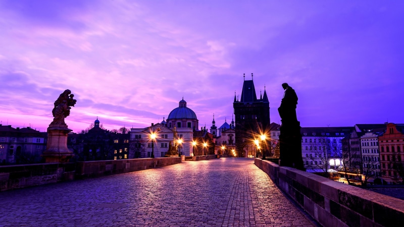 bridge, charles bridge, europe, 5K, evening, prague, czech republic, dusk