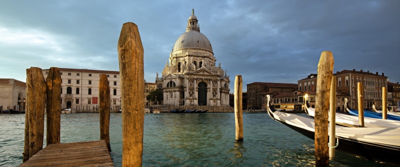urban, Santa Maria della Salute, 2K, old building, gondolas, Venice, city